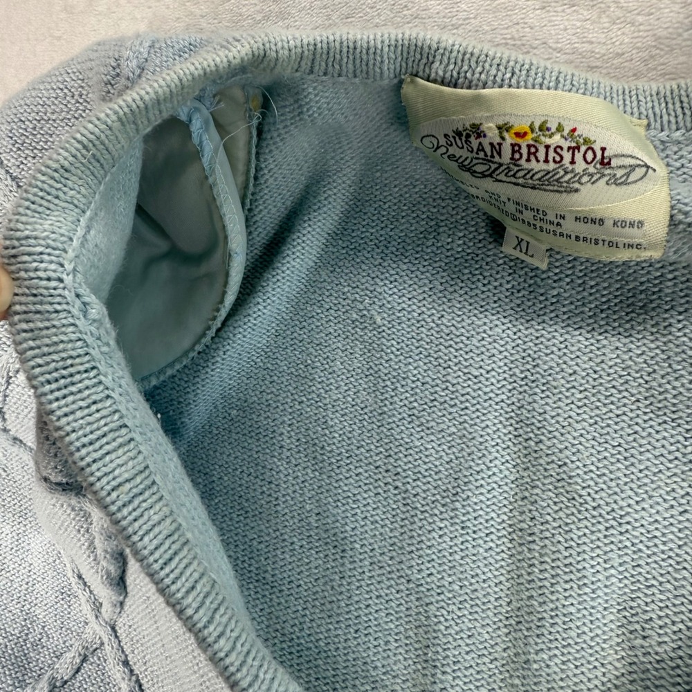 Susan Bristol Cardigan Sweater Short Sleeve Embroidered Knit Top XL‎ - Flawed - Picture 7 of 13